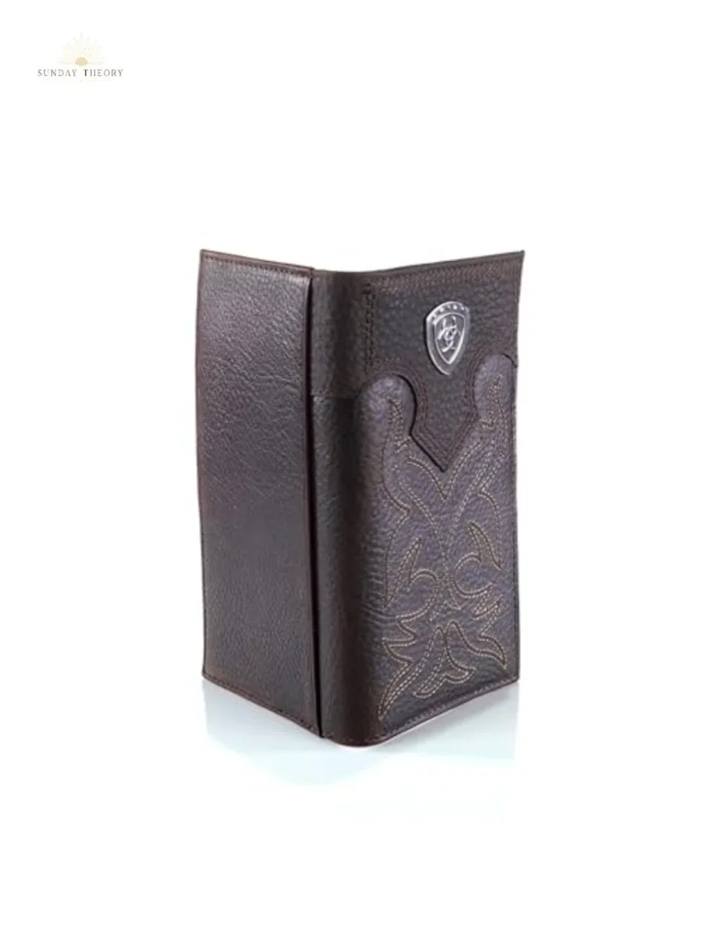 Top Grain Leather Bi-Fold Wallet Western Embroidery 17 Pockets